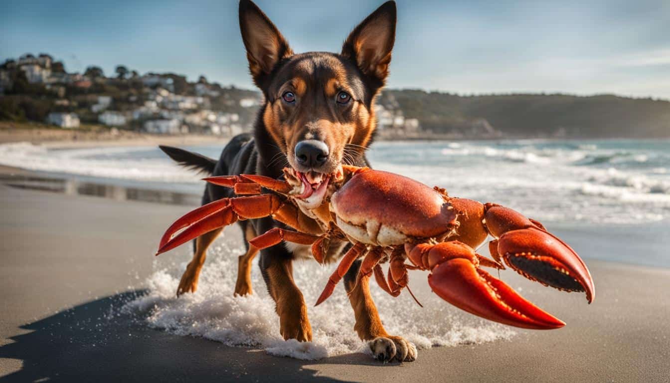 Illustration of Dogs Eating Lobster