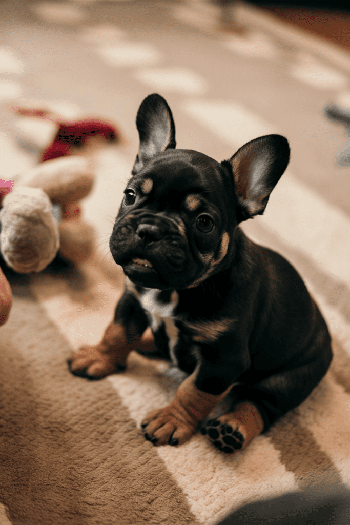 black and tan french bull dog puppy