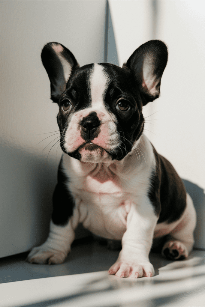 black and white french bull dog puppy