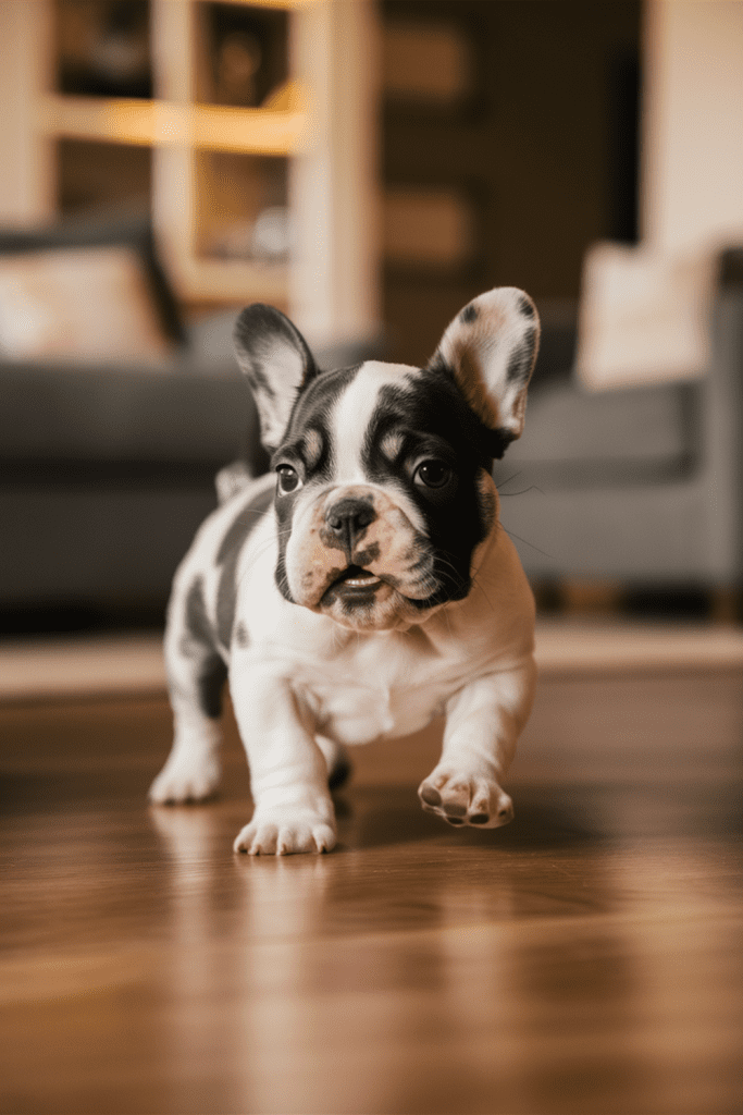 pied french bull dog puppy