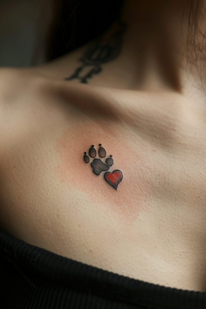 Heart and Paw Print Tattoo