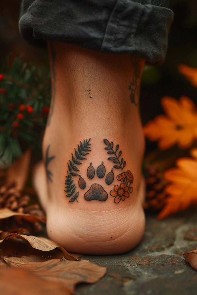 Paw Print and Flowers