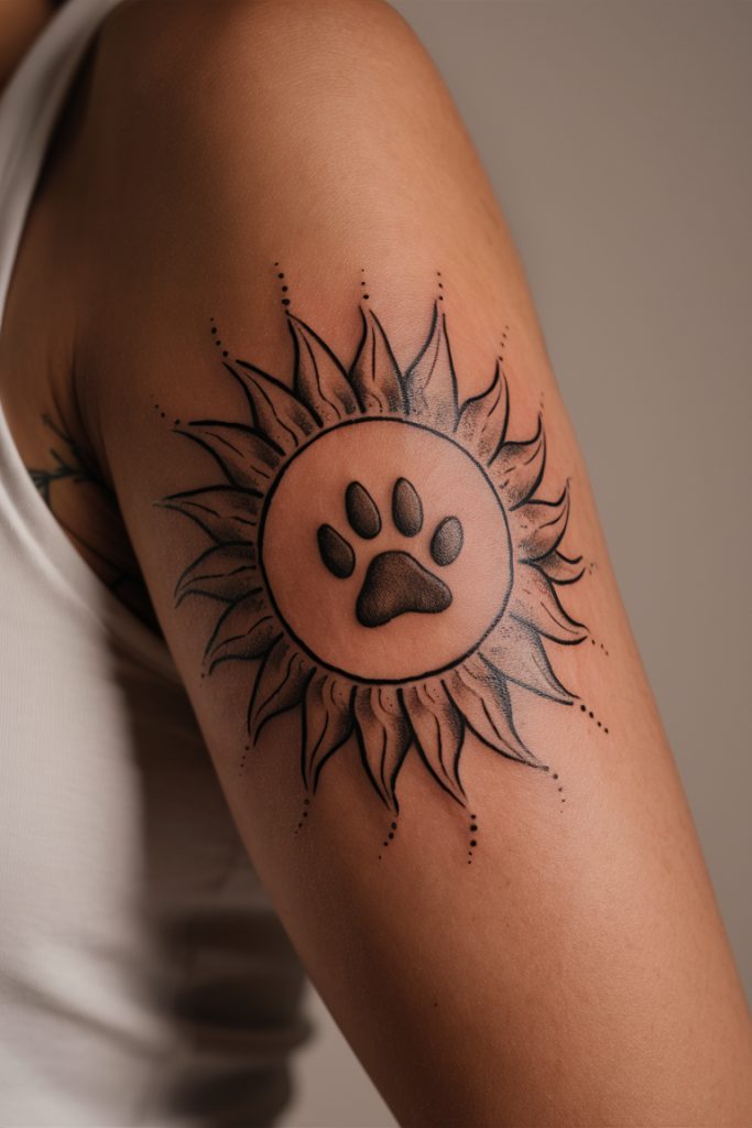 Paw Print and Sun