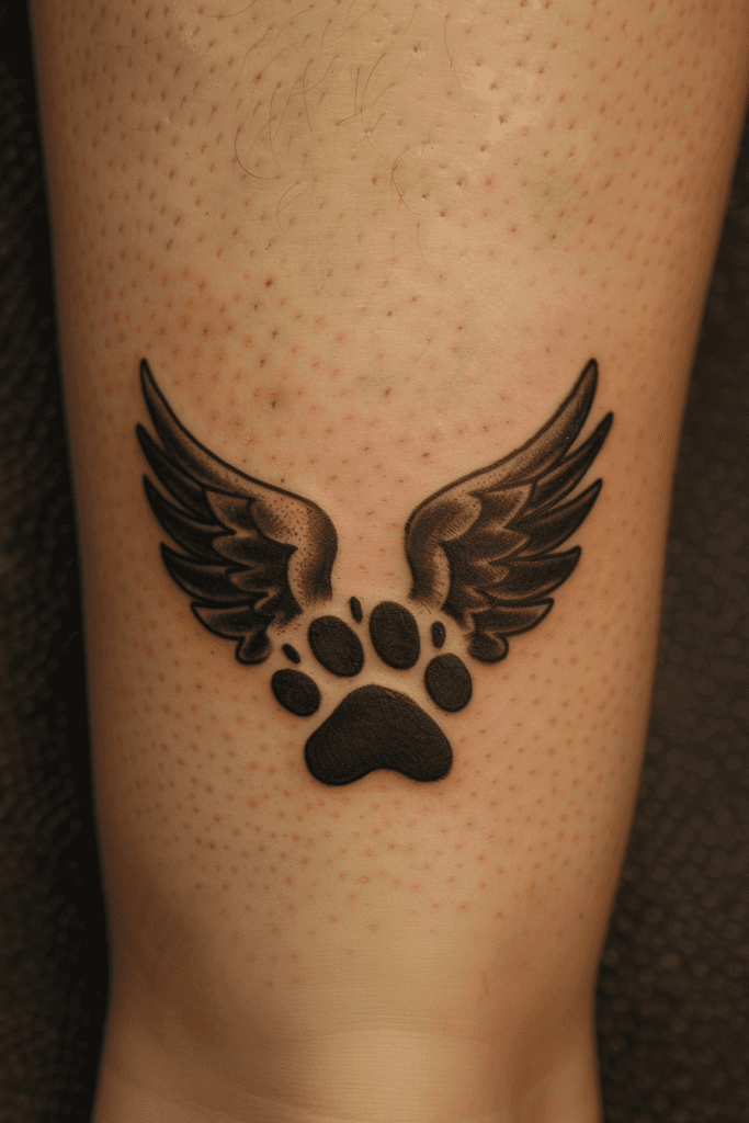 Paw Print with Wings Tattoo