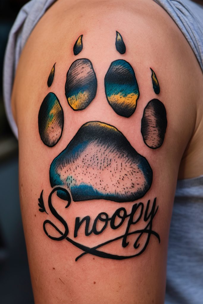 Paw Print with a Name Tattoo