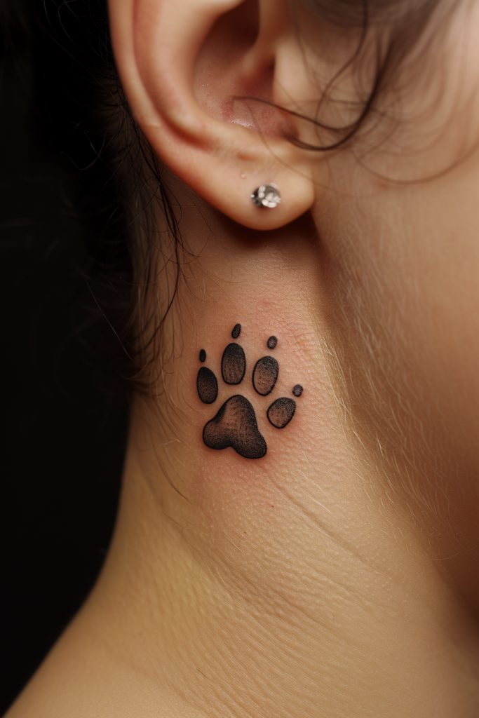 Tiny Paw Print Behind Ear