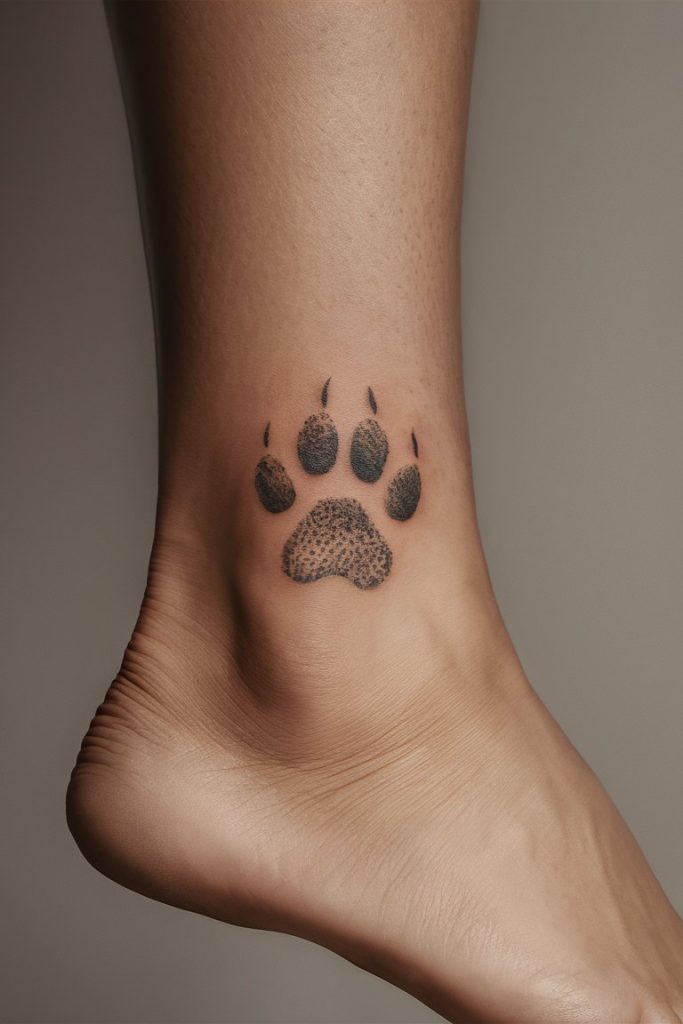 Paw Print on Ankle Tattoo