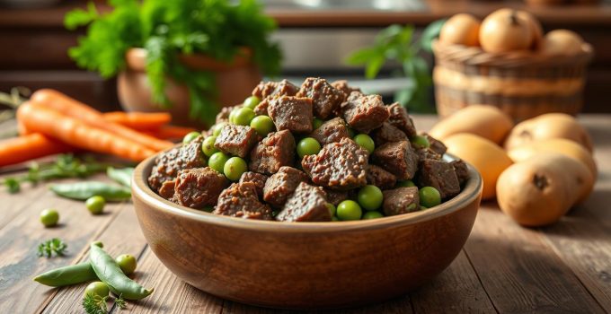 Homemade Beef and Sweet Peas Dog Food Recipe